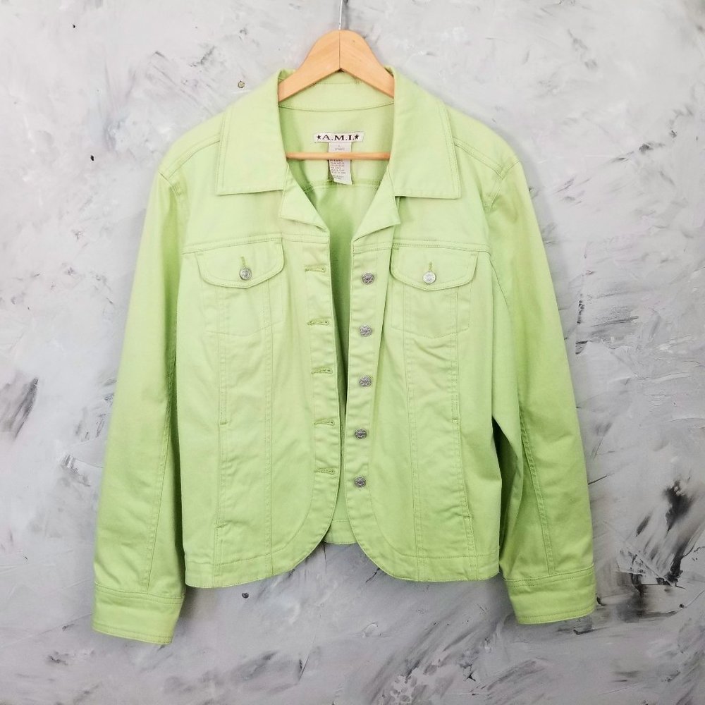 A.M.I. Lime Green Lightweight Jean Style Jacket